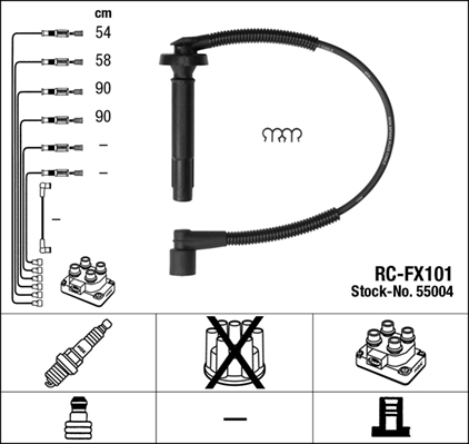 NGK 55004 Kit cavi accensione-Kit cavi accensione-Ricambi Euro